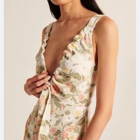 COPY - Abercrombie & Fitch Cinched Neck Slip Midi Dress - Picture 2 of 12